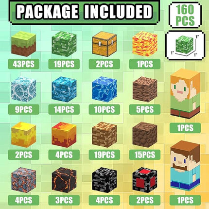 160 PCS Magnetic Blocks Building Toys, Build 3D Magnetic Building Blocks Set for Kids Ages 3+, Magnet Blocks STEM Sensory Educational Christmas Birthday Gifts Construction Toys