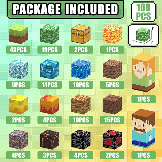 160 PCS Magnetic Blocks Building Toys, Build 3D Magnetic Building Blocks Set for Kids Ages 3+, Magnet Blocks STEM Sensory Educational Christmas Birthday Gifts Construction Toys