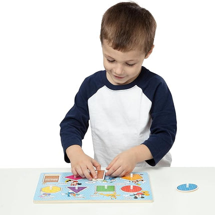 Melissa & Doug Disney Wooden Peg Puzzles Set: Letters, Numbers, and Shapes and Colors