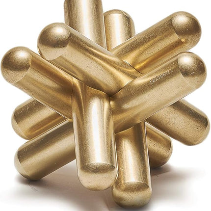 Craighill Jack Puzzle - Brain Teaser Puzzle for Adults & Kids, 3D Brain Game, Mind-Bending & Satisfying, Aesthetic Home & Office Decor - Solid Brass