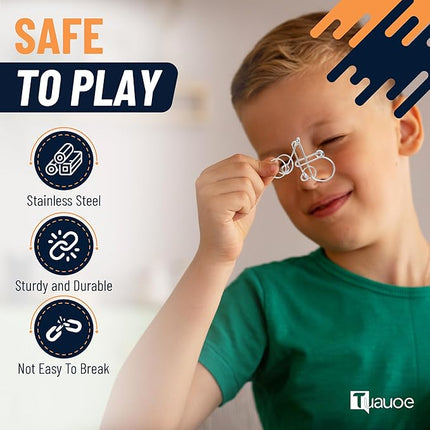 Metal Puzzles Brain Teaser, 24pcs Metal Wire Puzzles for Adults Kids Teenagers, Classical Mini Mind Ring Puzzle Set, Educational IQ Unlock Interlocking Toy Lock Puzzle Gift Set