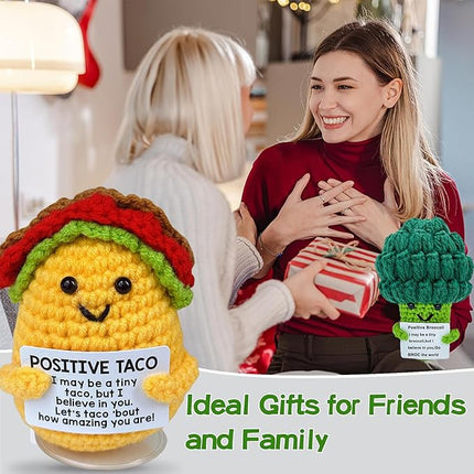 Mom Sister Gifts for Mothers Day Friends Birthday Gift for Women Men, Mini Positive Taco Emotional Inspirational Support Handmade Knitted Crochet Animals Christmas Stocking Idea Cute Desk Decor