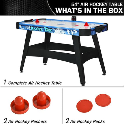 58" Air Hockey Table, Arcade Powered Air Hockey Game Table with Powerful Motor, Digital LED Scoreboard, Hockey Table Gaming Set Includes 2 Pucks & 2 Pushers for Home Game Room