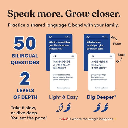 Parents Are Human, Relationship Cards, Get to Know Each Other Better, Parents, Families, Teens & Kids Relationship Building, Light & Deep Questions, 70 Questions & Activity Cards, English + Korean