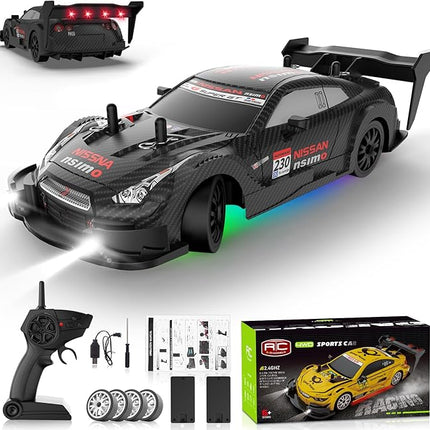 RC Drift Car 1:20 Scale Remote Control Cars 2.4GHz 4WD High Speed RTR Racing Vehicle with LED Lights 2 Rechargeable Batteries and Drifting Tires Racing Sport Toy Car for Adults Kids Boys Girls