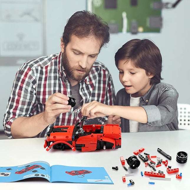 GAMZOO RC Toy Best Birthday Gifts for Age 6 7 8 9 10 11 12 Years Old Kids Boys Girls 2 in 1 Remote Control Racing Car Building Blocks 351 Pcs DIY Building Kits Engineering Construction Toy