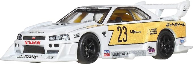 Hot Wheels Premium Car Culture Collectible Toy Car, 1:64 Scale Die-Cast LB-ER34 Super Silhouette Nissan Skyline, Silhouettes Vehicle with Real Riders Tires