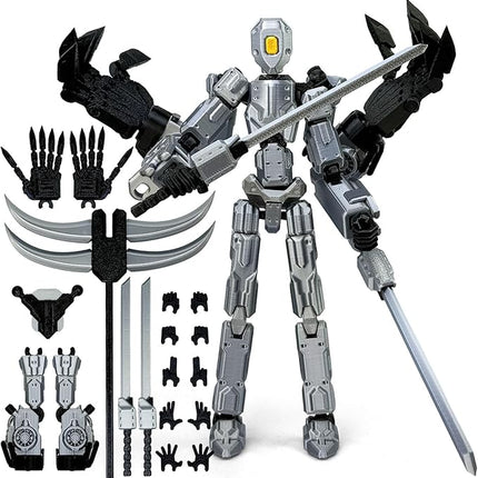 8Inch T13 Action Figure Assembly Completed,3D Printed Multi-Jointed Movable Toy Nova 13 Action Figures Desktop Decorations for Game Lovers Toy (Grey)