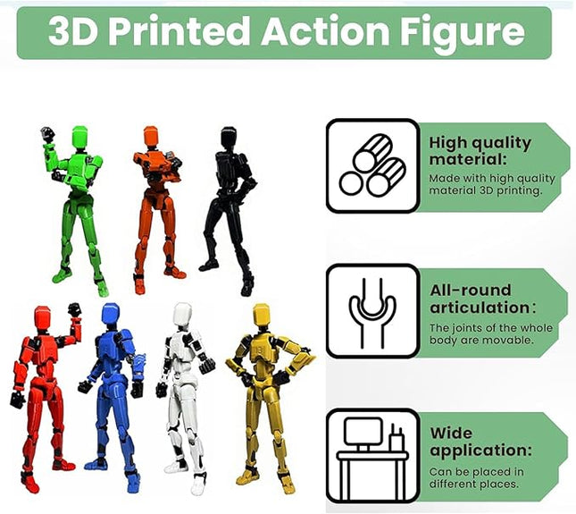 7PCS Assembly Completed T13 Action Figure,3D Printed Multi-Jointed Movable Lucky 13 Action Figures,Multi-Articular Dummy 13 Action Figures,Desktop Decorations Toys (7 Colors)
