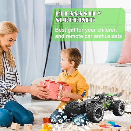 Remote Control Car, RC Cars for boys age 8-12, Toys Cars for boys age 4-7, 1:18 2.4Ghz Monster RC Truck Toys for Girls, Off Road RC Crawler Easter Basket Stuffers Gift Idea for Kids(Black green)