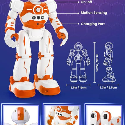 Robot Toys for Kids,Programmable Remote Control Smart Walking Dancing Robot Toy with Gesture & Sensing for Age 4 5 6 7 8 9 10 Year Old Boys for Birthday Present,Orange
