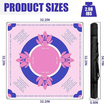Mahjong Mat for Table with Rules, 32 Inch Non-Slip & Noise Reduction Gaming Mat, Comes with Storage Bag Mahjong Mat for Mahjong, Cards, and Board Games