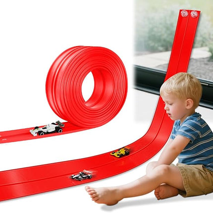 Flexible Race Car Track 16Ft with Suction Cups, Classic Long Rolls Up Portable Racetrack Car Truck Track Compatible with Hot Wheels and Diecast 1/64th Cars Hot Wheels Race Track Toy for Gifts