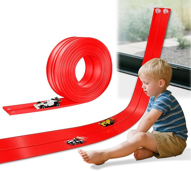 Flexible Race Car Track 16Ft with Suction Cups, Classic Long Rolls Up Portable Racetrack Car Truck Track Compatible with Hot Wheels and Diecast 1/64th Cars Hot Wheels Race Track Toy for Gifts