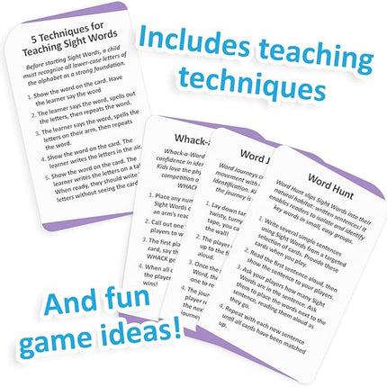 100 Vocabulary Flash Cards for Sight Words - 6 Learning Games per Deck for Preschool & Elementary Early Learning - 3rd Grade