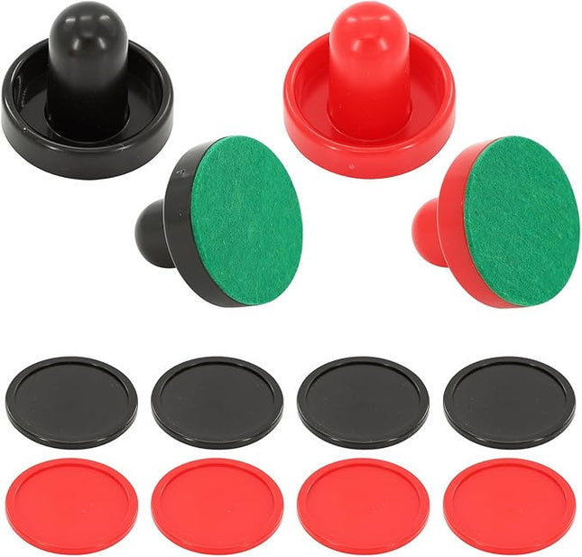 16Pcs Air Hockey Pucks and Paddles, Great Goal Handles Pushers Replacement Accessories for Game Tables(4 Pushers, 4 Pads, 8 Pucks)