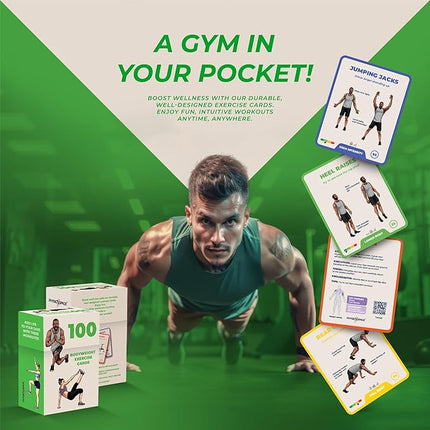 100+ Bodyweight Exercise Flashcards for Home Workout – PhysioSpace’s All in One Exercise Cards & Game Deck for Every Fitness Level with Video Tutorials (No Equipment Needed)