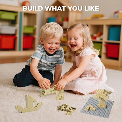 500 Piece Classic Building Bricks and 1 Gray Baseplate, 2x4 Bricks Bulk Creative Building Toys, Blocks Bulk for Kids Ages 6+, Sand(Samll Bricks, 1.25x0.62x0.47 in)