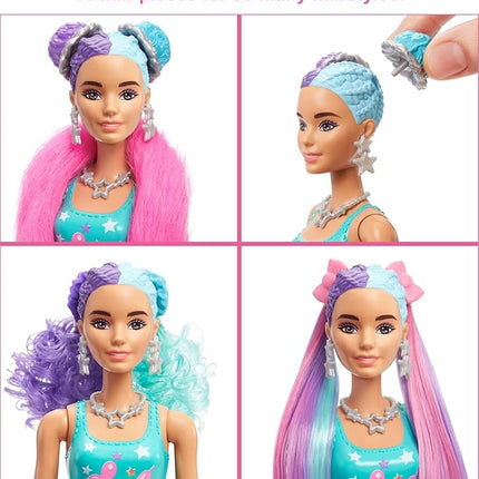Barbie Color Reveal Doll, Glittery Purple with 25 Hairstyling & Party-Themed Surprises Including 10 Plug-in Hair Pieces