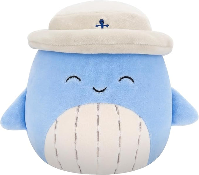 Squishmallows Original 5-Inch Samir Blue Whale with Tan Bucket Hat - Official Jazwares Plush (Little)