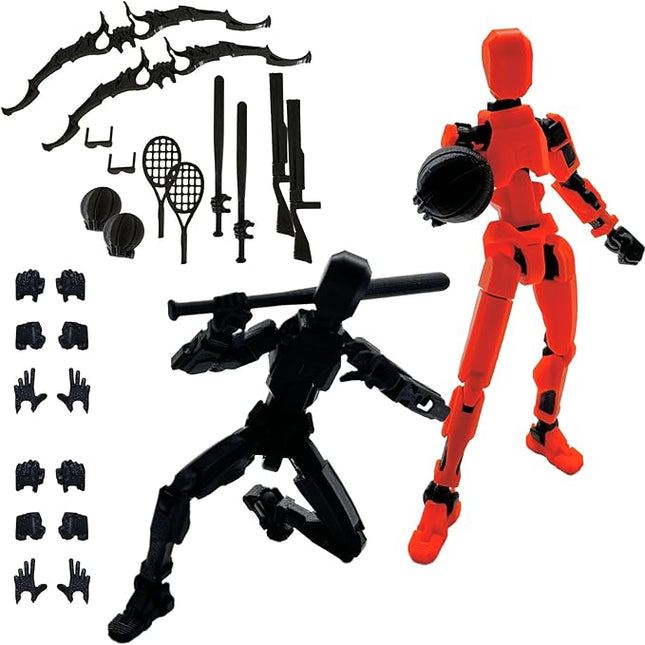 3D Printed 5.54-inch Multi-Jointed Action Figures Dummy13, Full Body Mechanical Movable Toy, Multiple Accessories, Hand Painted Figure, Desk Decoration, Creative Gifts (Sport-set3)