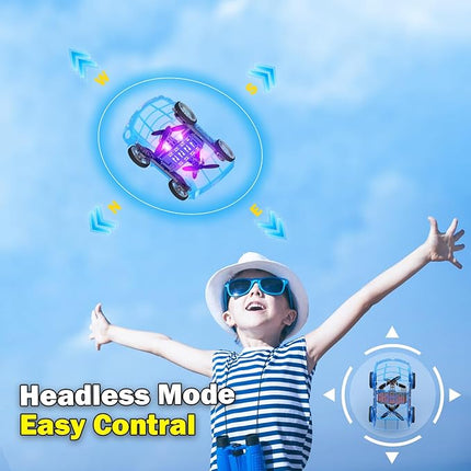 RC Drone Car Mini RC Drone & Flying Car, Remote Control Quadcopter with One Key Take Off/Landing, LED Lights, Easy to Fly Toy Drones for Kids 8-12
