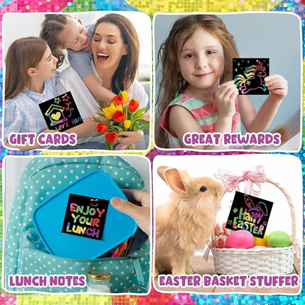 ZMLM 165 Rainbow Scratch Paper Art Crafts Mini Notes Kids Gifts 4 5 6 7 8 9 10 Years Old Girls Boys Students Teens Classroom Prizes School Supplies Birthday Party Travel Toy Gift(Holographic)