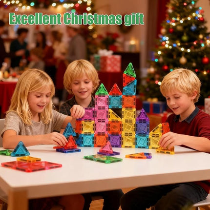 26PCS Mini Magnetic Tiles Building Blocks Set with Portable Iron Case, STEM Travel Toys for Kids Ages 3+, Educational Magnet Construction Puzzles for Boys and Girls,Toddler Puzzle Birthday Gift Toys