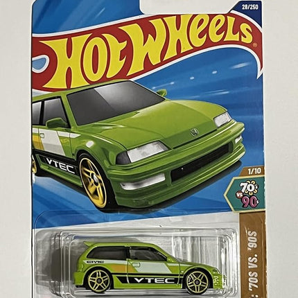 Hot Wheels '90 Honda Civic EF, Green, 70s vs 90s Collection, 1/10