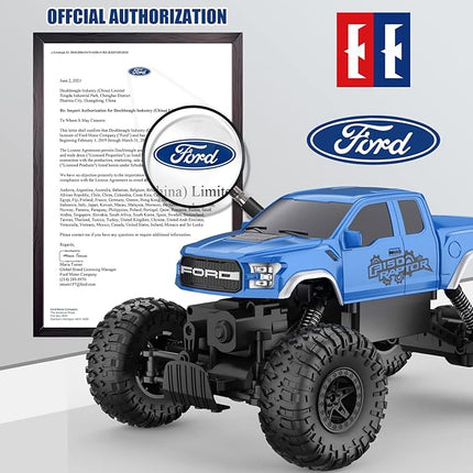 DOUBLE E Ford Raptor F150 RC Car 4WD Monster Trucks for Boys,11 Inches Off Road Crawler Vehicle RC Truck Toy Gift for Boys Girls 6 7 8-12 Years-Blue