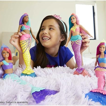 Barbie Dreamtopia Mermaid Doll, 12-inch, Teal and Purple Hair, with Tiara, Gift for 3 to 7 Year Olds