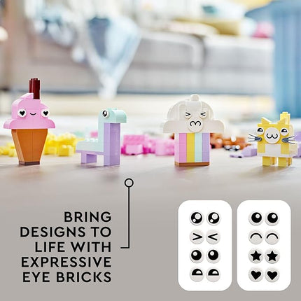 LEGO Classic Creative Pastel Fun Bricks Box 11028, Building Toys for Kids, Girls, Boys Ages 5 Plus with Models; Ice Cream, Dinosaur, Cat & More, Creative Learning Gift