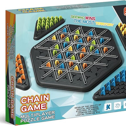 Chain Triangle Chess Game, Geometric Chess Game, Board Games for Family Night, Family Games for Kids and Adults, 2 to 4 Players