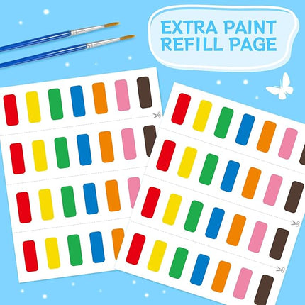 Paint with Water Coloring Books for Toddlers, Dinosaurs Theme Mess Free Watercolor Painting Papers for Kids Water Color Paint Kit Art Craft Birthday Gift for Ages 1-3, 4-8