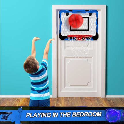 Indoor Mini Basketball Hoop Set, Upgrade Wall Mount Basketball Hoop for Wall Yard Outdoor, Over Door Room Hoops Game with 4 Balls Shatter Resistant Backboard -Complete Accessories Included