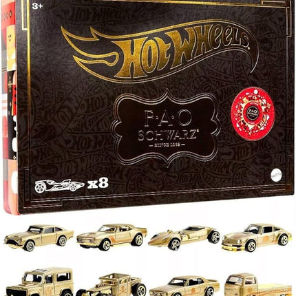 Hot Wheels 1:64 Scale FAO Schwarz Gold Vehicles 160th Anniversary, 8-Pack