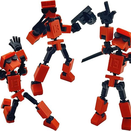 (Assembly Completed) 3D Printed 6.65-inch Action Figure Mini-13, Full Body Mechanical Movable Toy, Multiple Accessories, Desk Decoration, Creative Gifts (Orange)
