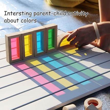 Wood Building Blocks Set 24pcs, Wooden Blocks for Toddlers, Rainbow Sensory Toys, Educational Toys, Preschool Wooden Stacking Toy for Kids