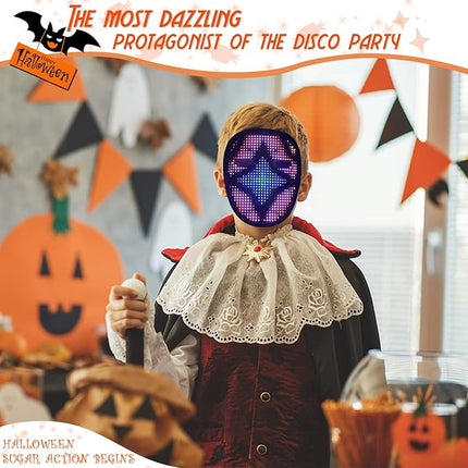 Led Mask with Gesture Sensing,Light up mask for Kids/Men/Women LED Halloween Mask for Costume Cosplay Party