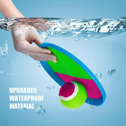 PlayZap Toss and Catch Ball Set Upgraded - Toddler Toys Kids Games for Whole Family - Water-Resistant Great for Beach Pool Yard Outdoor Games - Gift for 3 4 5 6 7 8 9 10 11 12+ Years Old Boys Girls