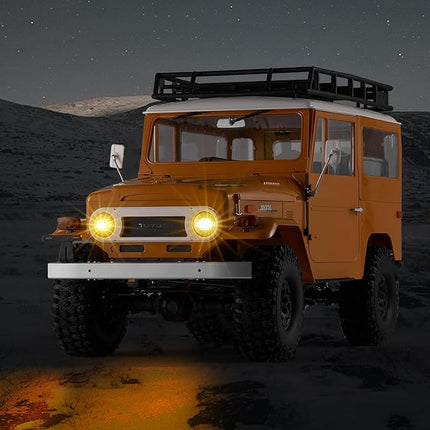 BEEZRC FMS 1/10 RC Crawler FJ40 Toyota Licensed 4WD 2.4G Model Car Hobby 4x4 Rock Crawler Offroad Truck Remote Control Car with Transmitter for Adults (Yellow) FMS11035RSYL