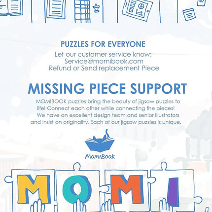 MOMIBOOK Puzzles for Adults 2000s Piece Jigsaw Puzzles of Otaru's Love Letter, Painting Image Winter Snow Twon Difficult Challenging Hard Impossible Puzzle Unique Funny Christmas Birthday Gifts