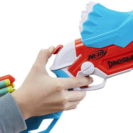 Nerf DinoSquad Tricera-Blast Dart Blaster, 12 Nerf Elite Darts, Kids Outdoor Toys, Dinosaur Toys for 8 Year Old Boys and Girls and Up, Triceratops Design