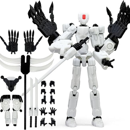 8Inch T13 Action Figure Assembly Completed,3D Printed Multi-Jointed Movable Toy Nova 13 Action Figures Desktop Decorations for Game Lovers Toy (White)