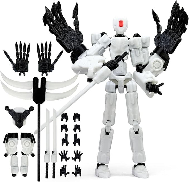 8Inch T13 Action Figure Assembly Completed,3D Printed Multi-Jointed Movable Toy Nova 13 Action Figures Desktop Decorations for Game Lovers Toy (White)