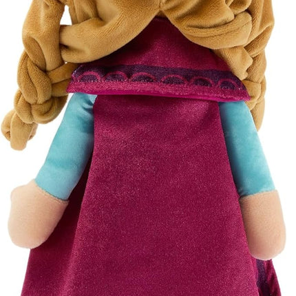 Disney Store Official Anna Plush Doll - 14 Inch Disney Plush with Velour Cape with Decorative Printed Filigree & Foam Clasp, Satin Dress, Boots & Embroidered Features - Frozen Toys for Girls