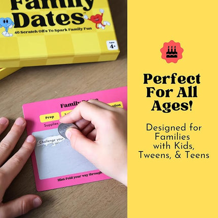 Family Dates 40 Scratch Off Cards – Fun Activities & Date Night Ideas for Kids and Parents – Adventure Card Game for Families – Unique Gift for Family Nights, Holidays, or Birthdays