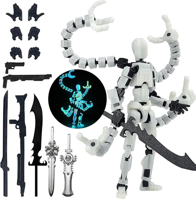 Already Assembled T13 Action Figure Accessories,T13 Multi-Jointed Movable,for Collectors Desktop Decorations t-13 Movability 3D Printed Toys (Luminous, 5.5inch)
