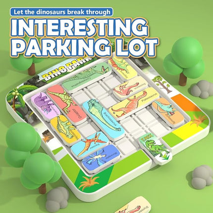 Super Slide Puzzle Games, Brain Teaser with 15 Dinosaur Patterns, Educational Travel Board Game for Kids and Teens-Birthday and Christmas Day Gifts Easter Basket Stuffers for Boys Girls