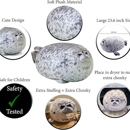 Pineapple Plush Seal Pillow, Giant Stuffed Animal Plushie, Stuffed Seal Plushy Squish Plush Toys, Jumbo Cute Plushies Large Stuffed Animals for Girls, Boys, Kids (23.6 inch)